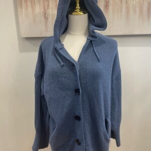 Blue V-Neck‎ Cardigan Sweater